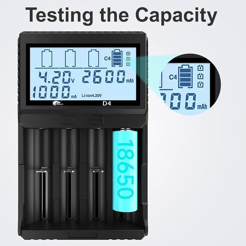 IMREN 18650 Battery Charger, Smart Universal Fast 21700 Charger LCD Display for Rechargeable Batteries Ni-MH Ni-CD AA AAA C Li-ion LiFePO4 IMR 18650 18350 18500 20700 21700 26650 - Includes Car Adap in Kuwait