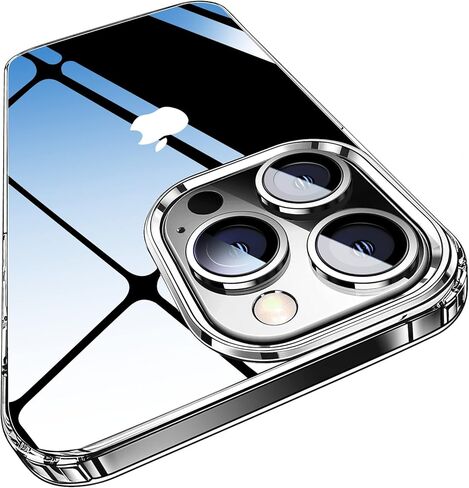 حافظة هاتف Elando Crystal Clear متوافقة مع حافظة iPhone 13 Pro، حافظة هاتف رفيعة مقاومة للصدمات بدرجة عسكرية غير صفراء، مقاس 6.1 بوصة in Kuwait