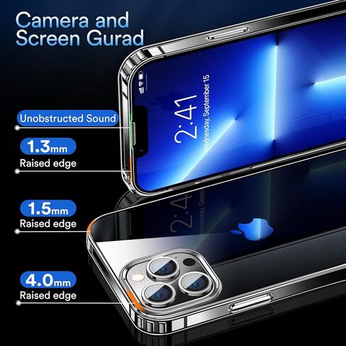 حافظة هاتف Elando Crystal Clear متوافقة مع حافظة iPhone 13 Pro، حافظة هاتف رفيعة مقاومة للصدمات بدرجة عسكرية غير صفراء، مقاس 6.1 بوصة in Kuwait