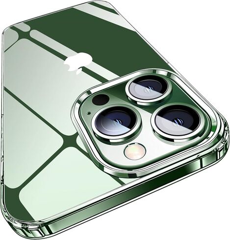 حافظة هاتف Elando Crystal Clear متوافقة مع حافظة iPhone 13 Pro، حافظة هاتف رفيعة مقاومة للصدمات بدرجة عسكرية غير صفراء، مقاس 6.1 بوصة in Kuwait