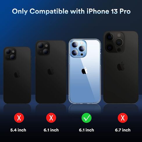 حافظة هاتف Elando Crystal Clear متوافقة مع حافظة iPhone 13 Pro، حافظة هاتف رفيعة مقاومة للصدمات بدرجة عسكرية غير صفراء، مقاس 6.1 بوصة in Kuwait