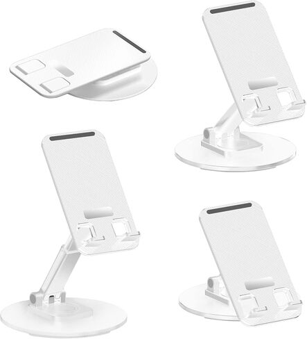 حامل تابلت PremierAdapter، حامل تابلت من الألومنيوم قابل للدوران 360 درجة، قابل للطي وقابل للتعديل، حامل هاتف محمول للمكتب متوافق مع iPad 9.7، 10.5، 12.9 Air mini، Kindle، أبيض [PA34] in Kuwait