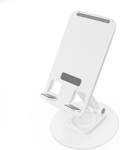 حامل تابلت PremierAdapter، حامل تابلت من الألومنيوم قابل للدوران 360 درجة، قابل للطي وقابل للتعديل، حامل هاتف محمول للمكتب متوافق مع iPad 9.7، 10.5، 12.9 Air mini، Kindle، أبيض [PA34] in Kuwait