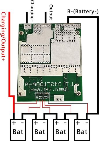 لوح حماية البطارية قطعة واحدة من Flylin، لوح حماية البطارية 4S 100A 12V BMS مع توازن LiFePO4 وحدة تحكم شحن فوسفات الحديد الليثيوم LFP (4S 100A 12V) in Saudi Arabia