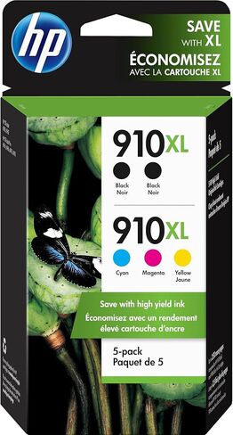 خراطيش حبر HP 910XL (6ZA58AN) (أرجواني سماوي أصفر أسود) 5 عبوات في عبوة البيع بالتجزئة in Kuwait