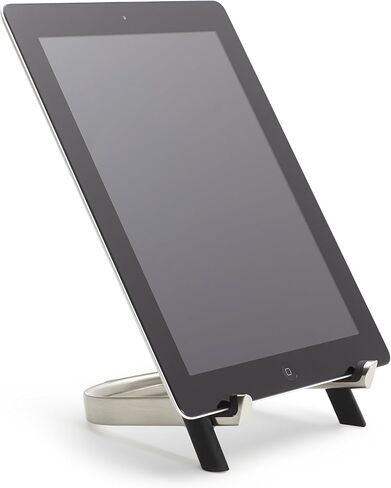 Umbra Udock Tablet/Phone Holder, Phone Easel/Tablet Easel -- Great For Kitchen, Props Up Your Screen So You Can Follow Along With Recipes, Read/Watch Online Content, Black/Nickel Finish in Saudi Arabia