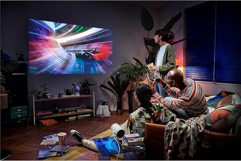 جهاز العرض الذكي المحمول SAMSUNG مقاس 30-100 بوصة من الجيل الثاني مع محور الألعاب، SP-LFF3CLAXXZA، موديل 2023 مع غطاء Freestyle + مجموعة حامل (بيج أصفر) in Saudi Arabia
