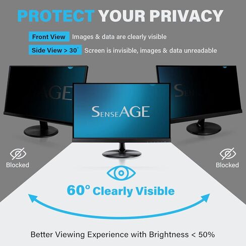 فلتر واقي شاشة الخصوصية SenseAGE للشاشة العريضة 23.8 بوصة (16:9)، واقي شاشة الخصوصية المضاد للضوء الأزرق لشاشات iMac/Samsung/Dell/Lenovo/HP & PC in Kuwait