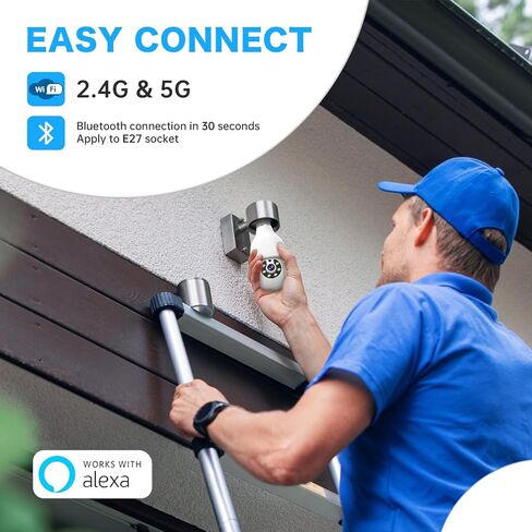 2PCS Light Bulb Security Cameras Wireless Outdoor - 2.4G&5GHz WiFi 2K Security Camera 360° Motion Detection Cameras for Home Security Indoor Outside,Color Night Vision,Human Detection,Two-Way Talk in Kuwait