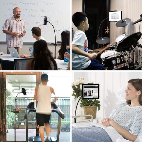 MagicHold حامل معدني لضبط ارتفاع السرير والمكتب على الأرض للهواتف الذكية اللوحية من 3 إلى 11 بوصة، متوافق مع Ipad Pro 9.7/10.5 بوصة، وIpad Air. آيباد ميني، آيفون (فضي مع صينية) in Kuwait