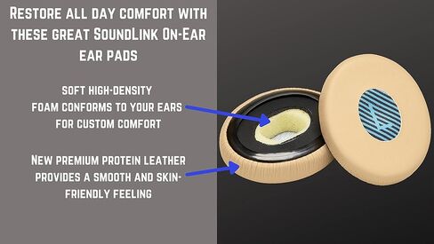 وسائد أذن بديلة ممتازة من SoundLink باللون البيج متوافقة مع سماعات Bose SoundLink On-Ear اللاسلكية BH1 Bose On-Ear 2 (OE2) وسماعات Bose SoundTrue On-Ear. راحة كبيرة in Kuwait
