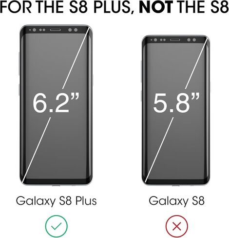 amFilm Glass Screen Protector for Samsung Galaxy S8 Plus, 3D Curved Tempered Glass, Dot Matrix with Easy Installation Tray, Case Friendly (Black), 1 Pack in Saudi Arabia