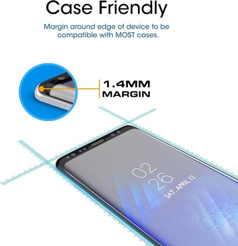 amFilm Glass Screen Protector for Samsung Galaxy S8 Plus, 3D Curved Tempered Glass, Dot Matrix with Easy Installation Tray, Case Friendly (Black), 1 Pack in Saudi Arabia