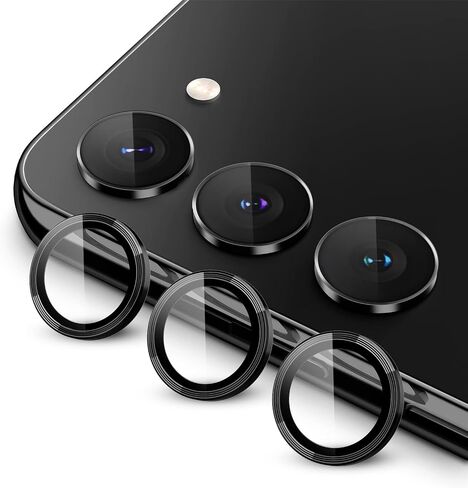 JETech Camera Lens Protector for Samsung Galaxy S23 5G 6.1-Inch / S23 Plus 5G 6.6-Inch, 9H Tempered Glass Metal Individual Ring Cover, Easy Installation Tray, HD Clear, Set of 3 (Phantom Black) in Saudi Arabia