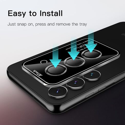 JETech Camera Lens Protector for Samsung Galaxy S23 5G 6.1-Inch / S23 Plus 5G 6.6-Inch, 9H Tempered Glass Metal Individual Ring Cover, Easy Installation Tray, HD Clear, Set of 3 (Phantom Black) in Saudi Arabia