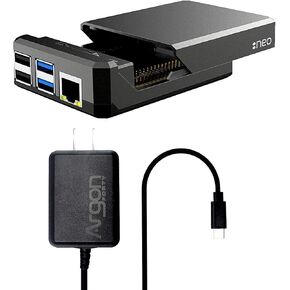 علبة أرغون نيو مع مصدر طاقة يو إس بي نوع سي لراسبيري بي 4 | تدعم مروحة التبريد والكاميرا وشاشة LCD | يمكن الوصول إلى دبابيس GPIO وPOE in Kuwait