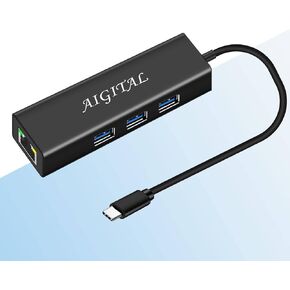 USB C Hub, Aigital USB C to USB Adapter with 3 USB3.0 Ports, 10/100/1000Mbps USB to Ethernet Adapter, Portable USB C Hub Multiport Adapter for MacBook Pro Air Chromebook and Type C Devices in Kuwait