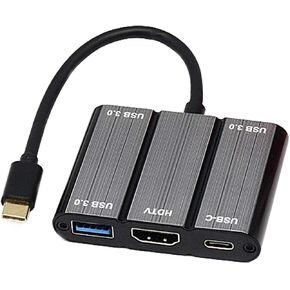 محول USB C 5 في 1، موزع YMY USB من النوع C إلى HDMI 4K، USB3.0 وUSB C PD شحن متوافق مع Apple MacBook Pro، Dell XPS، Chromebook Pixel، Lumia950 (5 في 1، أسود) in Kuwait