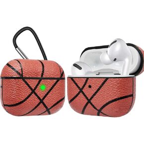 حافظة AirPods Pro، حافظة Takfox Airpod Pro تغطي جلد البولي يوريثان الواقي من الصدمات والخدش مع سلسلة مفاتيح [مصباح LED أمامي مرئي] حافظة لسماعات الرأس لحافظة شحن AirPods Pro Series 3، البيسبول in Saudi Arabia