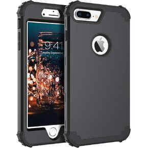 BENTOBEN Case for iPhone 8 Plus/iPhone 7 Plus, 3 Layer Hybrid Hard PC Soft Rubber Heavy Duty Rugged Bumper Shockproof Anti Slip Full-Body Protective Phone Cover , Wine Red