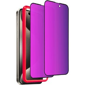Westillux Compatible with iPhone 15 Pro Max Privacy Screen Protector 28° Anti-Spy Tempered Glass Gradient Colorful mirror Easy Installation Frame Anti Bluelight Full Coverage Anti-Scratch Bubble Free 2 Pack (6.7 inch Purple)