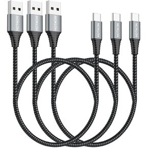 Short USB C Cable 1ft 3Pack, 12 inch Portable USB-C QC3.0 Fast Charge Cord for Type c Devices