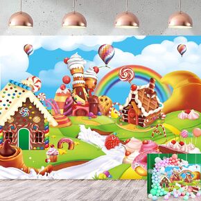 Candyland Backdrop 8x6FT Cartoon Rainbow Lollipop Icecream Sweet Donut Candy Photography Background for 1st First Birthday Party Decoration Baby Shower Photo Props (96x72 inch) in Kuwait