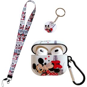 حافظة AirPod الثالثة الفاخرة مع سلسلة مفاتيح ميكي وميني، تصميم قبلة الرسوم المتحركة الشخصية وعملية IMD الفريدة من نوعها من مادة TPU الناعمة من الجيل الثالث من Airpod (إصدار 2021) in Kuwait