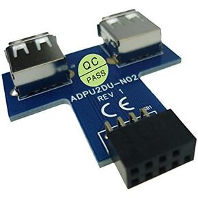 JIUWU 9 Pin USB 2.0 Female Pin Header to Dual USB2.0 Port Adapter-T Type