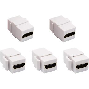 90 Degree HDMI Keystone Coupler, Gold Plated Right Angle HDMI Keystone Jack Insert Female to Female 3D 4K Coupler Adapter for Wall Plate (Black/5 Pack)