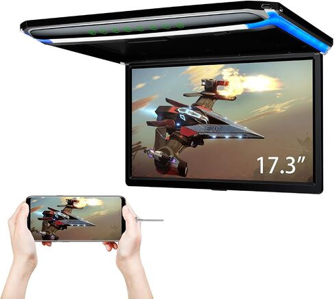 XTRONS® 17.3 بوصة 16:9 شاشة TFT رقمية رفيعة للغاية FHD 1080P مشغل فيديو علوي للسيارة شاشة مثبتة على السقف منفذ HDMI 1920 * 1080 سماعات رأس IR جديدة عالية الوضوح (أسود وأبيض) (بدون DVD) in Saudi Arabia