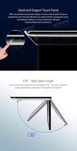 XTRONS® 17.3 بوصة 16:9 شاشة TFT رقمية رفيعة للغاية FHD 1080P مشغل فيديو علوي للسيارة شاشة مثبتة على السقف منفذ HDMI 1920 * 1080 سماعات رأس IR جديدة عالية الوضوح (أسود وأبيض) (بدون DVD) in Saudi Arabia