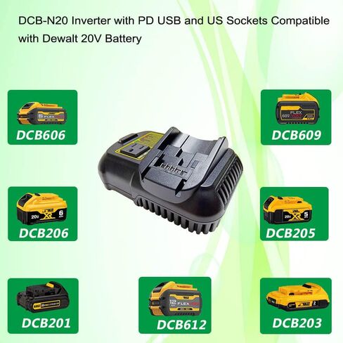 Power Inverter for DeWALT 20V MAX Battery(NO Battery) Portable Power Station with 1 PD Outlet USB Ports Outdoor Generator for Home Emergency,Small Devices and Laptops in Kuwait