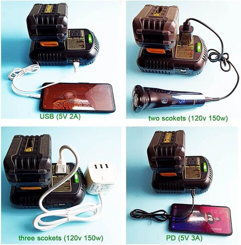 Power Inverter for DeWALT 20V MAX Battery(NO Battery) Portable Power Station with 1 PD Outlet USB Ports Outdoor Generator for Home Emergency,Small Devices and Laptops in Kuwait