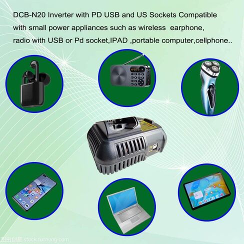 Power Inverter for DeWALT 20V MAX Battery(NO Battery) Portable Power Station with 1 PD Outlet USB Ports Outdoor Generator for Home Emergency,Small Devices and Laptops in Kuwait