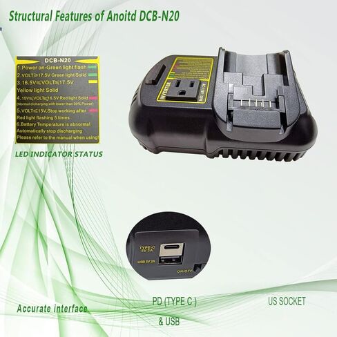 Power Inverter for DeWALT 20V MAX Battery(NO Battery) Portable Power Station with 1 PD Outlet USB Ports Outdoor Generator for Home Emergency,Small Devices and Laptops in Kuwait