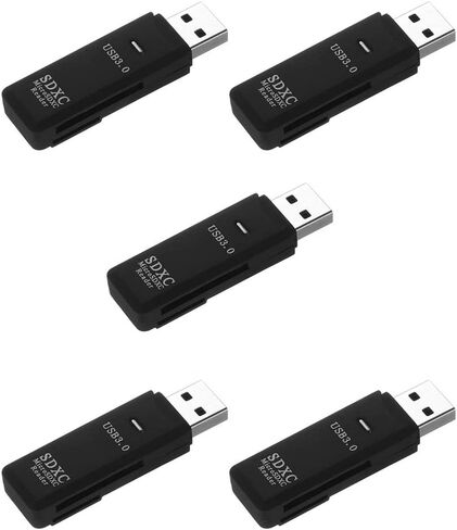 قارئ بطاقات USB CFIKTE، 2 في 1 USB 3.0 محول قارئ بطاقات الذاكرة عالي السرعة لـ Micro SD، Micro SDHC، Micro SDXC، TF، بطاقة SD، SDHC، SDXC، محور فتحات مزدوج، سرعة كتابة وقراءة تصل إلى 5 جيجابت في الثانية (5 عبوات) in Kuwait