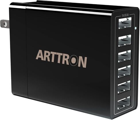 شاحن حائط، Arttron 40W 6 Port USB Charging Station، USB Wall Charger multiport and Foldable Plug for iPhone 13/12/11/XR/X/8/7/Plus، iPad Pro/Air 2/Mini، Galaxy S9/S8/S7 /S6، نوت، إل جي، إتش تي سي والمزيد. in Kuwait