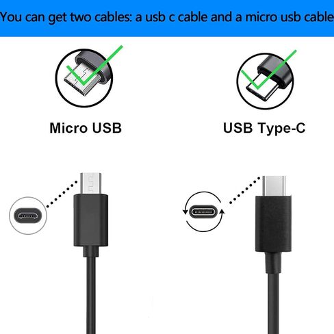 2 كيبل مايكرو USB نوع C شاحن تيار متردد 2 في 1 مناسب لتريبيت ستورم بوكس اكس ساوند، دوس ساوند بوكس، مكبر صوت اونتز انجل 3 سماعات بلوتوث لاسلكية، سماعات اذن لاسلكية، سلك محول طاقة للشحن in Saudi Arabia