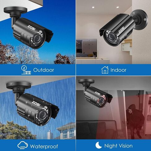 ZOSI 1080P 4-in-1 HD TVI/CVI/AHD/CVBS 1920TVL 2.0MP Hi-Resolution CCTV Camera Home Security System 65ft Day/Night Vision for HD-TVI, AHD, CVI, and CVBS/960H Analog DVR (Renewed) in Saudi Arabia