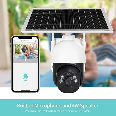 Solar Powered 4G LTE Cellular Outdoor Security Camera Wireless 1080P Spotlight Night Vision Two-Way Audio Motion Detection Cloud Local Storage in Kuwait