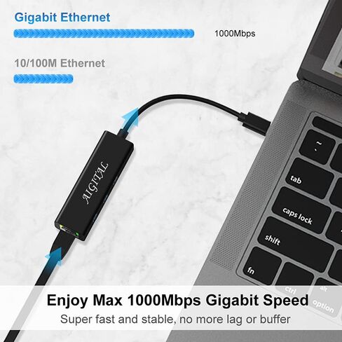USB C Hub, Aigital USB C to USB Adapter with 3 USB3.0 Ports, 10/100/1000Mbps USB to Ethernet Adapter, Portable USB C Hub Multiport Adapter for MacBook Pro Air Chromebook and Type C Devices in Kuwait