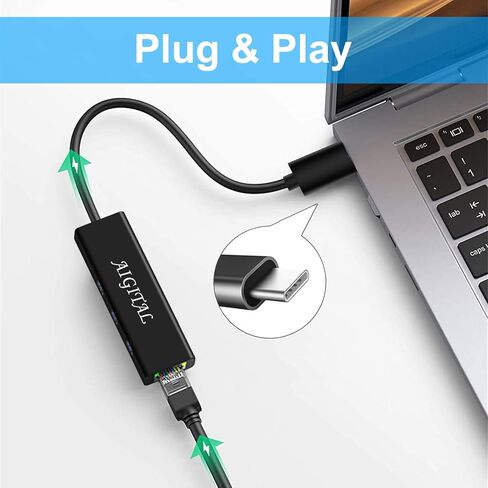 USB C Hub, Aigital USB C to USB Adapter with 3 USB3.0 Ports, 10/100/1000Mbps USB to Ethernet Adapter, Portable USB C Hub Multiport Adapter for MacBook Pro Air Chromebook and Type C Devices in Kuwait