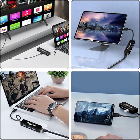 USB C Hub, Aigital USB C to USB Adapter with 3 USB3.0 Ports, 10/100/1000Mbps USB to Ethernet Adapter, Portable USB C Hub Multiport Adapter for MacBook Pro Air Chromebook and Type C Devices in Kuwait