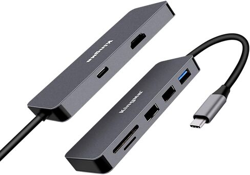 USB C Hub 7 في 1 محطة إرساء للكمبيوتر المحمول وقارئ بطاقة SD USB إلى HDMI محول متعدد المنافذ مع منفذ USB 3.0 ومنفذ USB 2.0 ومنفذ PD متوافق مع أنظمة التشغيل Windows وMac وLinux in Kuwait
