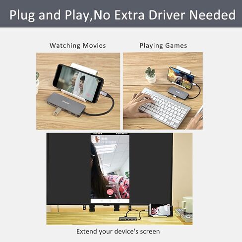 USB C Hub 7 في 1 محطة إرساء للكمبيوتر المحمول وقارئ بطاقة SD USB إلى HDMI محول متعدد المنافذ مع منفذ USB 3.0 ومنفذ USB 2.0 ومنفذ PD متوافق مع أنظمة التشغيل Windows وMac وLinux in Kuwait