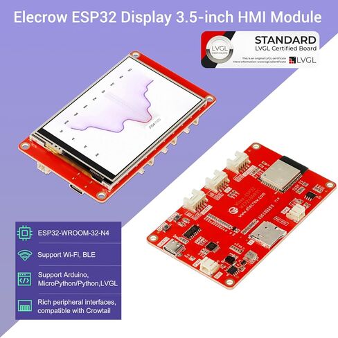 شاشة ELECROW ESP32 تعمل باللمس 3.5 بوصة TFT LCD تعمل باللمس 320x480 SPI ILI9488 HMI عرض ESP32-WROOM-32 in Kuwait