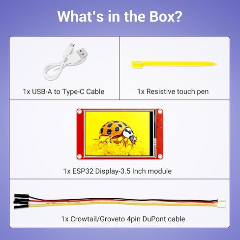 شاشة ELECROW ESP32 تعمل باللمس 3.5 بوصة TFT LCD تعمل باللمس 320x480 SPI ILI9488 HMI عرض ESP32-WROOM-32 in Kuwait