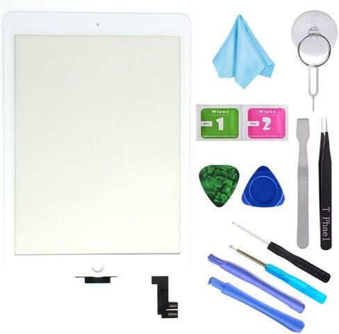 طقم إصلاح محول رقمي جديد من T Phael Black لجهاز iPad Air 2 9.7 بوصة الجيل الثاني A1566 A1567 بديل محول رقمي لشاشة تعمل باللمس (بدون زر الصفحة الرئيسية). in Kuwait