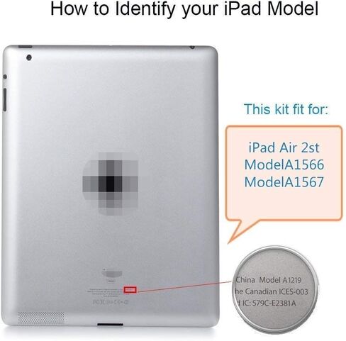 طقم إصلاح محول رقمي جديد من T Phael Black لجهاز iPad Air 2 9.7 بوصة الجيل الثاني A1566 A1567 بديل محول رقمي لشاشة تعمل باللمس (بدون زر الصفحة الرئيسية). in Kuwait